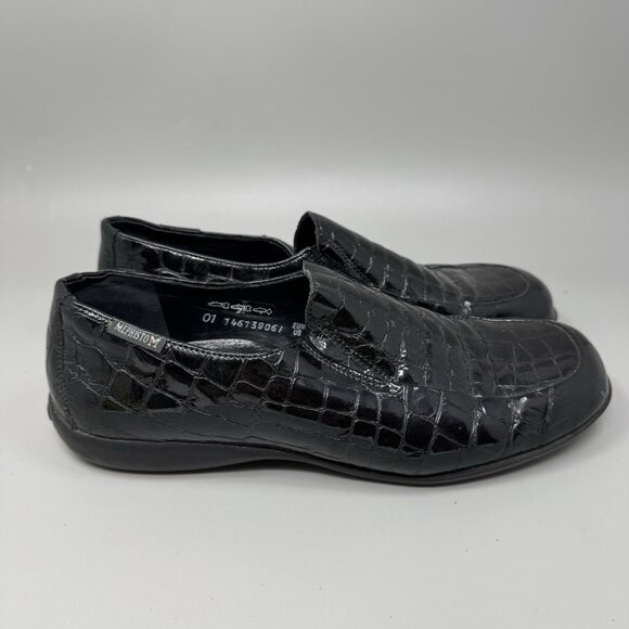 Mephisto Air Jet Loafer Womens US 9 Black Croc Print Patent Leather Slip On - Picture 1 of 9